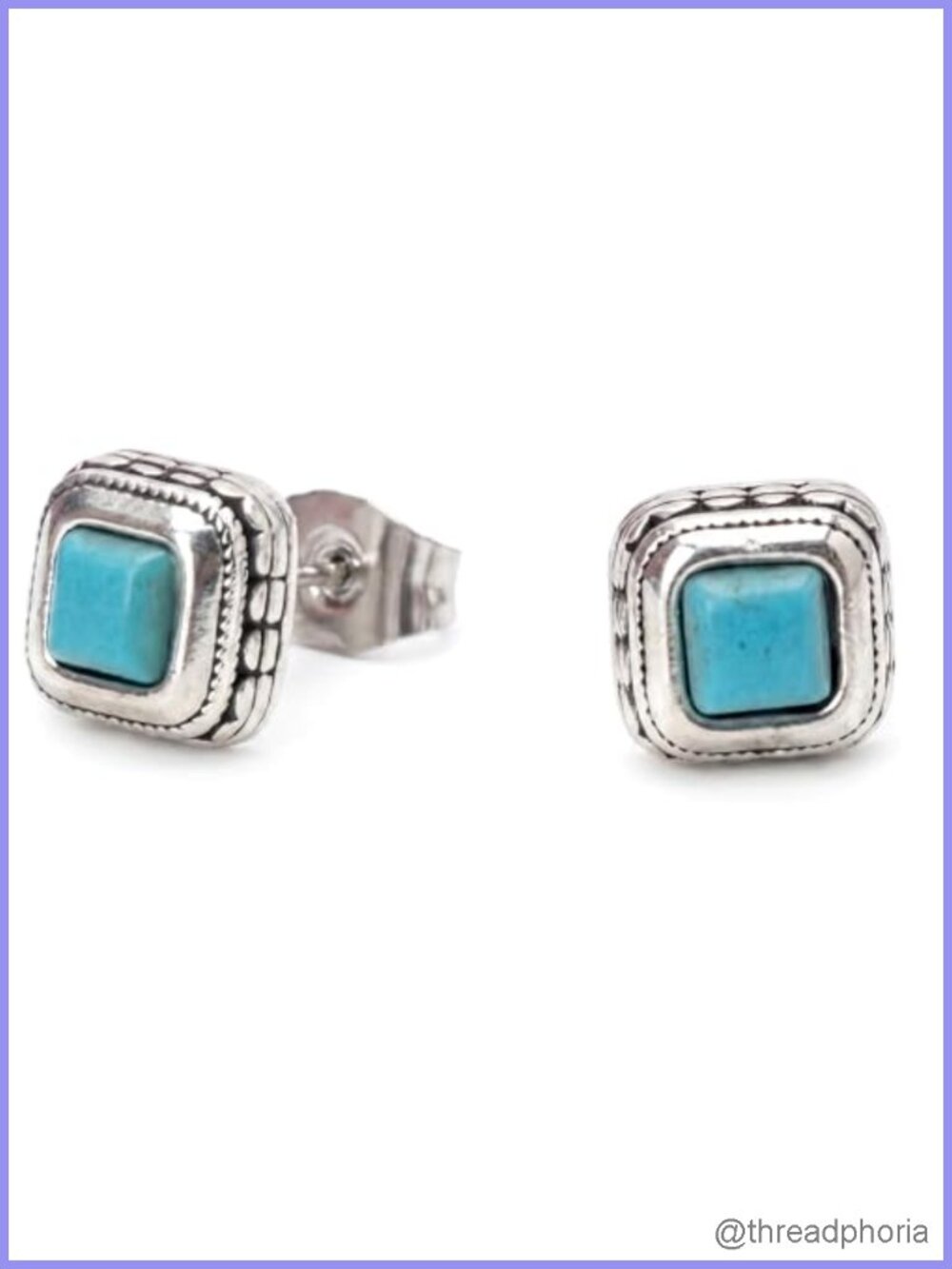 Turquoise Stud Earrings 925 Sterling Silver Western Boho Jewelry